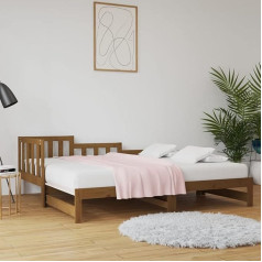 Lapooh Išskleidžiama dieninė lova, sofa lova, sofa su miego funkcija, sofa lova, sofa lova, dieninė lova, sofa lova, sofa lova, sofa lova, sofa lova, sofa lova, jaunimo lova, medaus rudos spalvos, 2 x (80 x 200) cm, pušies masyvas