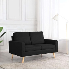 Bulaned 2 sėdimų vietų sofa, sofa svetainei, butams, sofa su miego funkcija, poilsio sofa, relaksacinė sofa, sofos ir sofos, juodas audinys