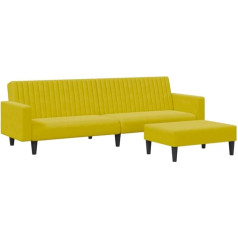 vidaXL Sofos komplektas, 2 dalių, sofa-lova su kojūkais, sulankstoma lova, sulankstoma sofa su miegojimo funkcija, sofa-lova, sofa-lova, geltonas aksomas