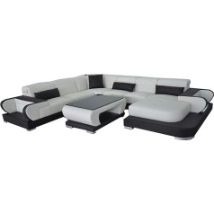 Jvmoebel Gyvenimo sofa Odinė sofa Kraštovaizdžio pagalvių rinkinys Kampinės sofos sėdynių komplektai