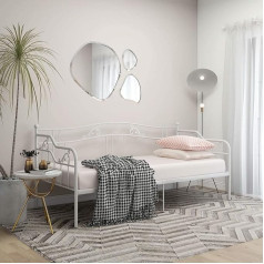 Mogou Sofos lovos rėmas, Sofa lova, Sofa lova, Sofa su miego funkcija, Sofa lova, Sofa lova, Sofos ir sofos, Baltas metalas, 90 x 200 cm