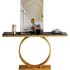 Chengbeautiful Įėjimo konsolinis stalas Modernus minimalistinis itin ilgas dryžių dėklas Įėjimo siena Įėjimo salė Nerūdijančio plieno apdaila Galinis vaizdas denis (spalva: juoda, dydis: 120 x 40 x 85 cm)