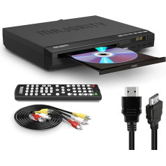 HDMI DVD grotuvas televizoriams | 1080P DVD grotuvas be regiono išmaniesiems televizoriams | Mini DVD grotuvas su USB, CD ir MP3 | HDMI kabelis, RCA kabelis ir nuotolinio valdymo pultas | Dauguma DVD grotuvų