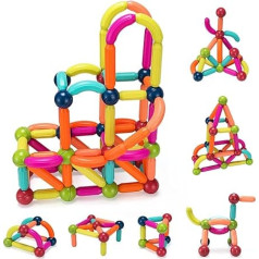 DREAMADE 88 dalių magnetinės statybinės kaladėlės, magnetinis Montessori žaislas, magnetinės statybinės kaladėlės, edukacinis magnetinis žaislas vaikams nuo 3 metų, magnetinių kaladėlių rinkinys