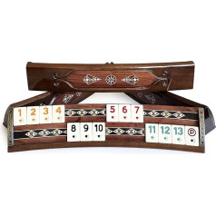 TUANA GAME Rankų darbo elipsės formos natūralios palisandro lukštu inkrustuotos mozaikos iš medžio masyvo Rummy rinkinys - Rummy rinkinys, Okey žaidimų rinkinys - plytelių Rummy (2643.ROS)