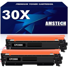 2 suderinamų 30X tonerių kasečių pakuotė, pakeičianti HP 30X 30A CF230X tonerį, skirtą 