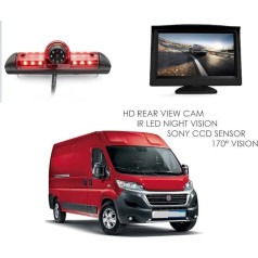 Misayaee Trečiasis automobilio stogo viršutinis stabdžių šviesos kameros montavimas Stabdžių šviesos atbulinės eigos kamera Jumper III Ducato X250 Boxer III + 4,3 colių DVD monitorius TFT ekranas Sunkvežimio LCD ekranas