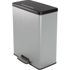 CURVER Deco šiukšliadėžė plastikinė, sidabro spalvos, metalizuota, 65 l