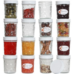 megusta!® Konservavimo stiklainiai su dangteliais, 200/ 300/ 500 ml su etiketėmis, stiklainiai uogienei, konservavimo stiklainiai, stiklainiai saugojimui, stiklainiai prieskoniams, desertų stiklainiai, vestuviniai stiklainiai