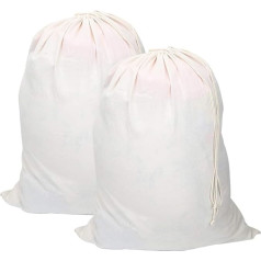 Vivifying Extra-Große Natürlicher Baumwoll-Beutel, 2 Stück 71 x 91cm Faltbare Wäschebeutel mit Zugverschluss (Beige)