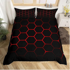 Honeycomb patalynė Juoda raudona geometrija Šešiakampė antklodė Diamond Lattice patalynė Paprasta šiuolaikinė 200x200cm Berniukai Vyrai Cool antklodė padengti paaugliams