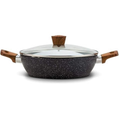 NAVA NATURE Keptuvė su dangčiu, padengta granito danga, skirta kepti, troškinti maistą, skirta dujinėms viryklėms ir indukcinėms viryklėms, skersmuo 28 cm, 4,2 l