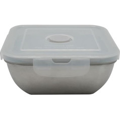 FACKELMANN 684086 Indelis maistui laikyti, nerūdijantis plienas, saugus mikrobangų krosnelėje, 600 ml, pietų dėžutė su garų vožtuvu ir dangteliu iš plastiko, plastikas, nerūdijantis plienas, 14 x 14 x 6 cm