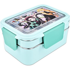 Roffatide Anime Demon Slayer All-in-One Bento dėžutės Kamado Tanjirou Nezuko Agatsuma Zenitsu Hashibira Inosuke pietų dėžutė maistui, vaisiams, užkandžiams