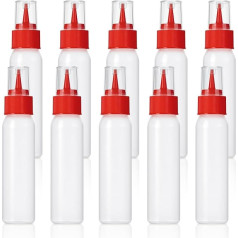 RONRONS 10 Stück 118 ml Kunststoff-Quetsch-Gewürzflaschen, rote Kappe, Keksglasur-Flasche, Soßenflasche mit Quetschverschluss, Spritz-Gewürzflaschen für Ketchup, Senföl, Lebensmittel, DIY &