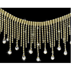 Coucoland Crystal Rhinestone Ribbon - 3ft Tassel Chain Siuvimo amatas vestuvių nuotakos dušas drabužių puošmena 