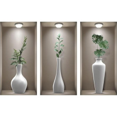 TOARTI 3D sieniniai lipdukai svetainei, realistinis 3D sienų menas, 3D sieniniai lipdukai, vazų sieniniai lipdukai, augalų sieniniai lipdukai miegamajam, virtuvei, sienų apdailai (rinkinys 9,5 x 40,6 cm)