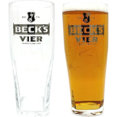 Import Vier Verre à bière Becks x 2. Paire de Becks Vier Import Verres à pinte