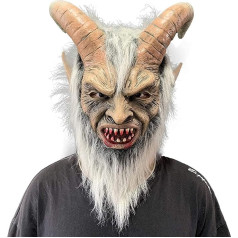 REVYV Liuciferio latekso kaukė su ragais Baisus velnias Krampus Ožka galvos apdangalai Helovinas Cosplay kostiumas rekvizitai suaugusiems