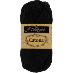 Scheepjes 1699-2 Catona Baumwolle Garn, 110 Jet Black, 10x100g, 10 vnt.