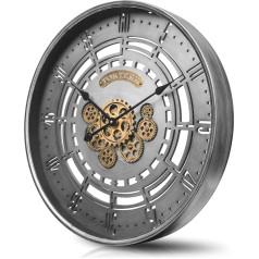 TOKTEKK 24 colių didelis sieninis laikrodis su tikrais judančiais krumpliaračiais negabaritinis tylus Steampunk kaimiškas derliaus metalo sieniniai laikrodžiai, skirti namų ūkio virtuvės gyvenamojo kambario apdailai