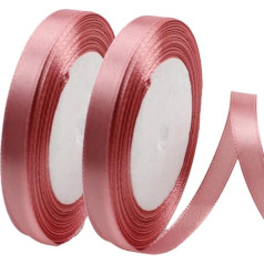 INGJIA Satino juosta Dusky Pink 10 mm, 22 metrų dekoracijos Dovanų juosta Platus kaspinas Audinys juosta suknelė Vestuvės, krikštynos ir gimtadienio dovanos, satino dekoratyvinė juosta