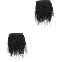 NUOBESTY Pakuotė iš 2 stručio vilnos puošmenų Baltas šalikas Baltas šilko kaspinas Vestuvių dekoracijos Plume Fringe Trim DIY plunksnų audinys Vestuvinė suknelė Tassels Bow Priedai Drabužių audinys