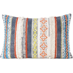 Indijos akys - 16 X 24 Oranžinė geltona mėlyna Boho kutais kutais pagalvė sofos pagalvėlės dangtelis Dekoratyvinis tekstūruotas mesti atvejis Bohemian Chic Indijos rankų darbo dangtelis TIK