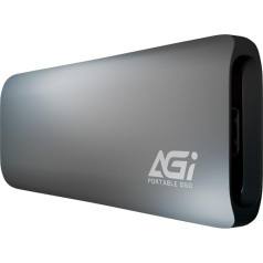 AGI 2TB ED198 PCIe nešiojamasis išorinis SSD diskas, USB 3.1 Gen2 Type-C į Type-C/Type-A kabelį, aliuminio korpusas. (R/W greitis iki 1024/939 MB/s) Nešiojamoji saugykla su ekstremaliu