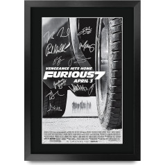 HWC Trading FR A3 FAST & FURIOUS 7 VIN DIESEL PAUL WALKER DWAYNE JOHNSON DOVANOS PRINTED AUTOGRAFAS AUTOGRAFAS A3 FRAMED