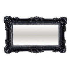 Lnxp Sieninis veidrodis 96 x 57 cm Barokinis stačiakampis juodai sidabrinės spalvos Dviejų spalvų barokinė sienų apdaila Antikvarinis veidrodis su rėmu 75SP