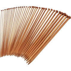18 porų bambuko mezgimo adatų Vieno taško 14 colių bambuko mezgimo adatų rinkinys pradedantiesiems mezgimo mezgimo nėrimo lygių medinių adatų (2,0 mm - 10,0 mm)