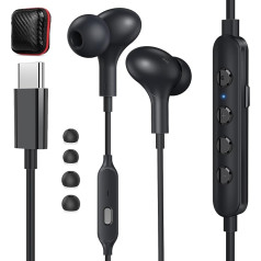 USB C ausinės, į ausis dedamos karaokės ausinės, USB C jungtis su ENC mikrofono kabeliu, magnetinės C tipo ausinės 