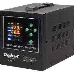 Avarinis maitinimo šaltinis POWER-800-LFP4 - grynos sinusoidės bangos inverteris su įkrovimo funkcija 12V 230V 800VA/500W