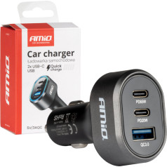 Greitasis automobilinis įkroviklis 85w qc3.0 pd65w pd20w 2x usb-c 1x usb-a -04177