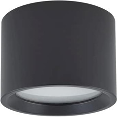 Licht-Erlebnisse lubų šviestuvas vonios kambariui juodas IP54 GX53 D 8,5 cm aukštis 6,5 cm mažas apvalus aliuminis mažai akinantis vonios kambario šviestuvas prie lubų