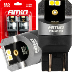 Canbus LED lemputės pro serija w21/5w 4x3030 smd balta 12v 24v amio-03591