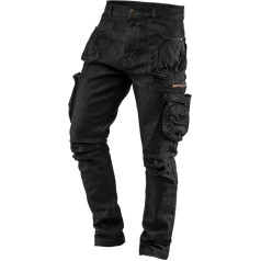NEO 5 kišenės DENIM darbinės kelnės, juodos, M dydis
