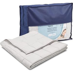 Alpine Plus sveriama antklodė 10 kg - Terapinė antklodė suaugusiems - Sunki antklodė 135 x 200 cm Pagaminta iš poliesterio su stiklo pluoštu ir stiklo karoliukais - Sunki antklodė nuo 90 iki 110 kg - Pilka sveriama antklodė