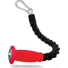 THEFITGUY vieno nuleidžiama tricepso virvė EasyGrip – be trinties, ergonomiškas 16,5 colio ilgio kabelio tvirtinimas su nerūdijančio plieno kabliuku