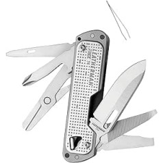 Leatherman - Nemokamas T4 daugiafunkcis įrankis ir kišeninis peilis su magnetine technologija ir valdymu viena ranka, 12 įrankių.