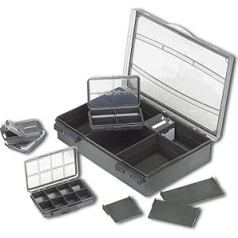 Fox F Box Deluxe Medium Single Box Tacklebox sistema, žvejybos dėžė smulkioms dalims, žvejybos dėklas priedams