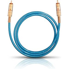 Oehlbach NF 113 DI 1000 – Digitales Audio-Cinchkabel – Hochwertiges S/PDIF Koaxialkabel, Mehrfach Schirmung, 75 omų – 10 m – mėlyna