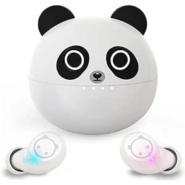 „Amaface Panda“ belaidės į ausis įdedamos ausinės, „Bluetooth“ ausinės su dviem mikrofonais Lengvos belaidės ausinės su 36 valandų atkūrimu, gilus žemasis dažnis, 3D erdvinio garso stereofoninis garsas, nešiojamas mini įkrovimo dėkla