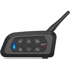 „EJEAS V4 Plus“ motociklo domofonas, motociklo šalmas „Bluetooth 5.1“ ausinės su FM ir CVC triukšmo mažinimo funkcija 4 žmonėms „Full Duplex“ domofonas (1 vnt. pakuotėje)