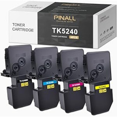 PINALL TK 5240 Suderinamas su Kyocera Ecosys M5526cdw M5526cdn P5026cdn P5026cdw dažais, skirtas Kyocera TK5240 TK-5240 TK-5240C TK-5240Y TK5240C TK-5240Y TK5240K TK4Mck-TK4Mck-5240K enta žalsvai geltona)