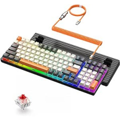 ZIYOU LANG K3 PRO mechaninė žaidimų klaviatūra, RGB juodai apšviesta laidinė klaviatūra, raudonas jungiklis, 100 klavišų su skaitine klaviatūra, USB suvyniotas C tipo į USB-A laidas, skirtas žaidėjų mašinėlei