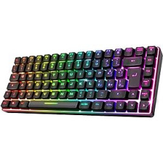 „Spirit of Gamer“ belaidė „Bluetooth“ žaidimų klaviatūra, TKL RGB QWERTY 65%, pusiau mechaniniai klavišai su foniniu apšvietimu, 25 anti-ghosting, suderinama su kompiuterio išmaniuoju telefonu ir planšetiniu kompiuteriu