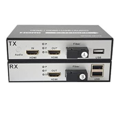 Primeda-telecom HDMI šviesolaidinis plėstuvas su KVM USB ir kilpos išvestimi, vaizdo garso KVM per šviesolaidžio keitiklį, vieno režimo iki 20 km ir daugiamodio 500 m (0,31 mylios) vienu rinkiniu