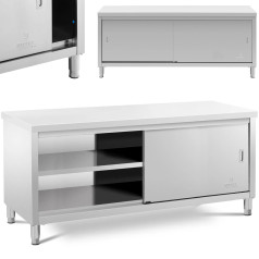 Stalas, centrinis stalviršis su stumdomų durų spintele, 200 x 60 x 85,5 cm